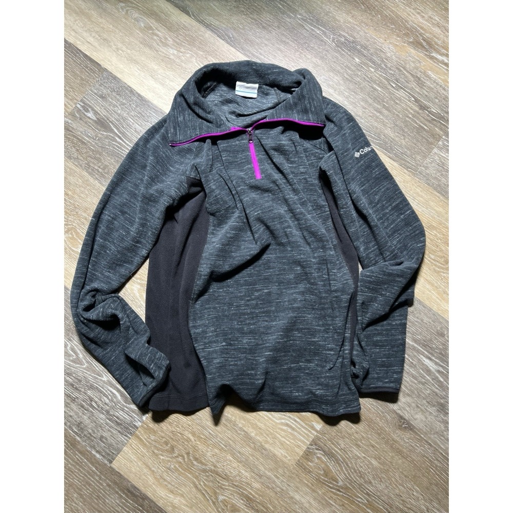 Columbia women's grey heathered fleece contrast panels quarter zip sweatshirt‎